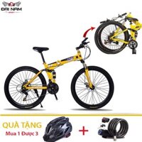 Xe Đạp Thể Thao Gấp Gọn FS Bike NS-001 Vành 26inch 24 Tốc Độ Nhập Khẩu Đại Nam Sport Tặng Mũ Bảo Hiểm,Khóa Chống Trộm Và Chắn Bùn - vàng