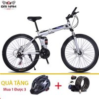 Xe Đạp Thể Thao Gấp Gọn FS Bike NS-001 Vành 26inch 24 Tốc Độ Nhập Khẩu Đại Nam Sport Tặng Mũ Bảo Hiểm,Khóa Chống Trộm Và Chắn Bùn - Trắng Xám