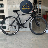 Xe đạp thể thao Single và Fixed gear màu đen nhám, 2 vành đen (tặng strap và đồ lắp)