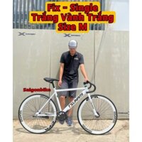 Xe Đạp Thể Thao Single Và Fixed Gear Màu Trắng Vành 4 Phân (Kèm Dây Strap Và Đồ Lắp)