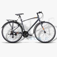 Xe đạp touring 2022 TrinX Free 1.4, Khung sườn hợp kim nhôm 6061, Bộ chuyển số Shimano tourney 21 tốc độ, màu cam xám