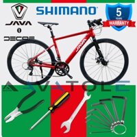 Xe đạp touring Java Veloce 3, khung sườn hợp kim nhôm 6061, phanh đĩa cơ, bộ chuyển số Shimano Claris 16 speed, màu ĐỎ