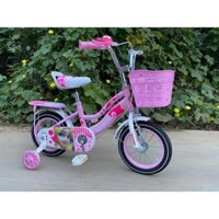 Xe đạp trẻ em có bánh phụ tập đi 12-14-16-18 inch + giỏ và gacbaga - cho bé gái từ 3-9 tuổi