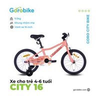 Xe Đạp Trẻ Em Goro Bikes City 16 - Bánh 16 inch 4-6 Tuổi Cao 100-120Cm - Hồng san hô