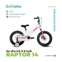 Xe Đạp Trẻ Em Goro Bikes Raptor 14 - Bánh 14 inch 3-5 Tuổi Cao 90-115Cm - Trắng