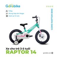 Xe Đạp Trẻ Em Goro Bikes Raptor 14 - Bánh 14 inch 3-5 Tuổi Cao 90-115Cm - Xanh bạc hà