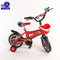Xe đạp trẻ em ráp sẵn Sport đỏ có 2 bánh phụ cho bé trai 4-5 tuổi Size 14inches