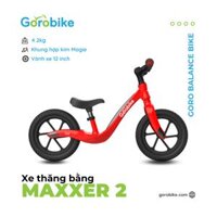 Xe Đạp Trẻ Em Thăng Bằng Goro Balance Bikes Maxxer 2 - Bánh 12 inch 2-3 Tuổi Cao 80-105Cm - đỏ