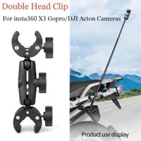 Xe Đạp Xe Máy Đôi Đầu Kẹp Chân Đế Cho Insta360 X4 X3 One X2 X GoPro Hero 12 11 10 9 8 Cho DJI Osmo Action 4 3 Phụ Kiện Máy Ảnh Thể Thao