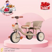 Xe đạp xích lô cho bé hình con Vịt 2 chỗ ngồi cho bé lót da có giỏ đồ cho bé siêu xinh.