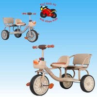 Xe đạp xích lô cho bé hình con Vịt 2 chỗ ngồi cho bé lót da có giỏ đồ cho bé siêu xinh.