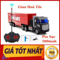 Xe Đầu Kéo Container Điều Khiển Từ Xa Sử Dụng PIn Sạc , Hộp Màu Đẹp Phù Hợp Làm Quà Sinh Nhật Cho Bé