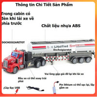 Xe đầu kéo container siêu dài 35cm chở xăng, xe bồn xăng điều khiển 1:32 (pin sạc)