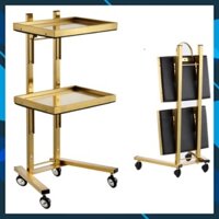 Xe Đẩy 2 TẦNG, xem tiêm vàng mặt inox được mạ phủ chất liệu crom sang trọng