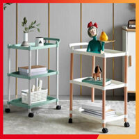 Xe Đẩy 3 Tầng khung Gỗ (Kệ) 3 Tầng Dùng Trong Spa, Phun Xăm Thẩm Mỹ, Tóc, Nối Mi - Chất Liệu Gỗ Và Nhựa BH 12 tháng