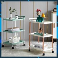 Xe Đẩy 3 Tầng khung Gỗ (Kệ) 3 Tầng Dùng Trong Spa, Phun Xăm Thẩm Mỹ, Tóc, Nối Mi - Chất Liệu Gỗ Và Nhựa BH 12 tháng