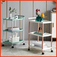 Xe Đẩy 3 Tầng khung Gỗ (Kệ) 3 Tầng Dùng Trong Spa, Phun Xăm Thẩm Mỹ, Tóc, Nối Mi - Chất Liệu Gỗ Và Nhựa BH 12 tháng