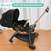 Xe đẩy Baobaohao V9 gấp gọn, 2 chiều ghế xoay 360 độ màu đen