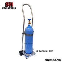 Xe đẩy bình Oxy 2 bánh dùng trong y tế chuyên dụng đẩy bình oxy, khí co2 8 lit