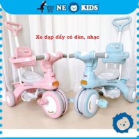 Xe đẩy cho bé 3 trong 1 đạp đẩy trẻ em xe đẩy ngồi 3 bánh chòi chân có cán đẩy nhạc đèn đa năng Neokids 618