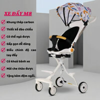 Xe Đẩy Cho Bé BABYDOO M8 Gấp Gọn Đảo Chiều 360 Độ, Ngả Sâu 170 Độ,Có Đệm, Mái Che, Khung Họ...