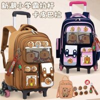 Xe đẩy chống nước 1-3 cho bé gái lớp 6 Balabala, túi xách tay cho bé trai học sinh tiểu học, sức chứa lớn, leo cầu thang