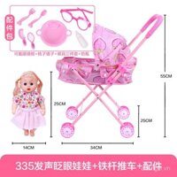 Xe đẩy đồ chơi trẻ em có búp bê cho bé gái từ 1-6 tuổi, quà sinh nhật chơi giả vờ