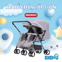 Xe đẩy đôi 2 chiều 3 tư thế cho bé có thể gấp gọn có khóa bánh an toàn mái che nắng_bibookids