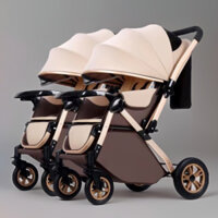 Xe đẩy đôi em bé 2 chiều 3 tư thế KABI KIDS II 4 bánh cao su đặc, dùng cho trẻ sơ sinh 0 đến 36 tháng, kèm nhiều QUÀ