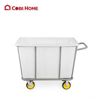 Xe đẩy dọn đồ giặt ủi có thùng nhựa đựng đồ, xe đẩy dọn phòng, xe đẩy dọn vỏ ga giường cho khách sạn