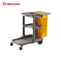 Xe đẩy dọn vệ sinh bằng nhựa có túi đựng rác GRANDMAID TRUST - 2 màu - Đen
