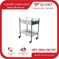 Xe đẩy dụng cụ tiêm inox 2 tầng có hộc