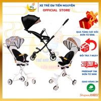 Xe Đẩy Gấp Gọn M8 đảo chiều 3 tư thế ngồi ngả nằm cho bé, Bảo thành 6 tháng, có đệm và mái che - BST xe đẩy cho bé