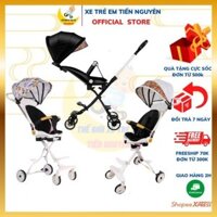 Xe Đẩy Gấp Gọn M8 đảo chiều 3 tư thế ngồi ngả nằm cho bé, Bảo thành 6 tháng, có đệm và mái che - BST xe đẩy cho bé