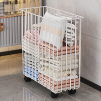 Xe đẩy giỏ đựng đồ giặt bằng sắt có thể di chuyển, Giỏ đựng quần áo bẩn đa chức năng có bánh xe, Giỏ đựng quần áo phòng tắm, Đồ chơi Thảm tập Yoga, Tiết kiệm không gian