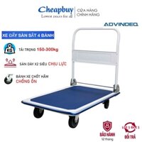 Xe đẩy hàng 4 bánh gấp gọn chở 150 kg-300kg sàn sắt nhập khẩu ADVINDEQ, bánh xe chốt hãm, Bảo hành 1 năm