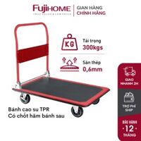 Xe đẩy hàng 4 bánh gấp gọn chở 300kg sàn thép nhập khẩu FUJIHOME HT-430