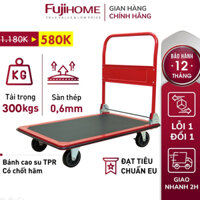 Xe đẩy hàng 4 bánh gập gọn 300kg Nhập Khẩu Fujihome bánh cao su siêu bền