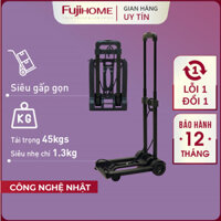 Xe đẩy hàng gấp gọn đi chợ 45kg có dây buộc Nhật Bản Fujihome HT-245, xe kéo hàng chung cư đi chợ nhỏ gập gọn mini siêu thị đa năng market trolley
