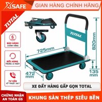 Xe đẩy hàng gấp gọn TOTAL THTHP11502 sàn thép tấm lót mềm thảm chống trơn trượt, 4 bánh PU, tải trọng tối đa 150kg