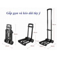 Xe đẩy hàng gấp gọn, xe kéo hàng kèm dây buộc, Xe kéo hành lý gấp gọn đi chợ mini