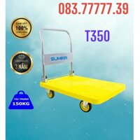 Xe đẩy hàng sàn nhựa PP SUMIKA T350, tải trọng 350kg, màu vàng, bánh xe nhựa PU đàn hồi