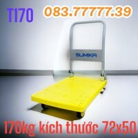 Xe đẩy hàng sàn nhựa PP SUMIKA T170, tải trọng 170kg, màu vàng, bánh xe nhựa PU đàn hồi