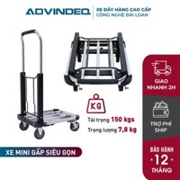 Xe đẩy hàng siêu gấp gọn chở150kg nhập khẩu ADVINDEQ ĐÀI LOAN HT-150A- Sàn xe điều chỉnh 2 mức, Bảo hành 1 năm