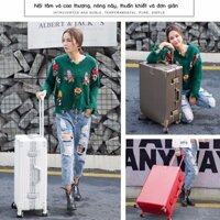 Xe Đẩy Hành Lý Vali Bánh Đa Năng Nữ Phong Cách Hàn Quốc Nhỏ Tươi Nam Sinh Viên Đại Học Retro Hộp Mật Khẩu Da