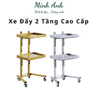 Xe Đẩy Inox 2 Tầng Mạ Vàng | Xe Đẩy Đựng Dụng Cụ Đồ Y Tế Spa Thẩm Mỹ