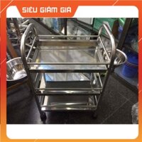 Xe Đẩy Inox 3 Tầng Có Bát