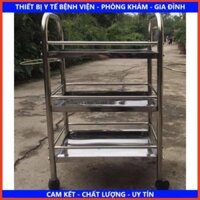 Xe đẩy inox, xe tiêm 3 tầng cho thẩm mỹ, Spa.