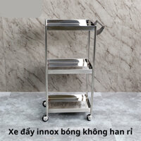Xe đẩy làm tóc 3 tầng .chất liệu innox bóng cao cấp