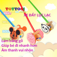 Xe đẩy Lục lạc Panda đồ chơi gỗ cho bé trong độ tuổi tập đi thương hiệu Tottosi